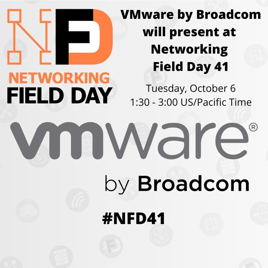 TechFieldDay's tweet photo. Networking Field Day #NFD41 continues in 30 minutes! 📅 October 6 - 9, 2026

See @VMware by @Broadcom present 🔴 LIVE at 1:30 PM US/Pacific on YouTube, LinkedIn, or the Tech Field Day website! 

🔺 YouTube: https://t.co/qEYu5zWw0A 
🔹 LinkedIn: https://t.co/FRwosvK8Q6 

@TechFieldDay @NetworkingNerd #NFD41 #Automation #AIInfrastructure
