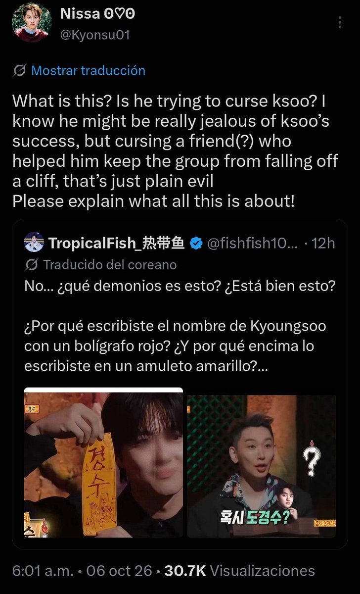 MrsSuho21's tweet photo. No wonder I have this dumbass blocked. So now JM is jealous and he is trying to curse Ksoo... they seriously cant and dont want to use their brain. https://t.co/GyPW6e7HgI