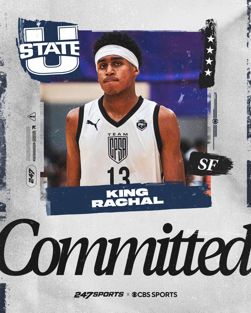 247Sports's tweet photo. BREAKING: 4-star SF King Rachal has committed to Utah State 🚨

Rachal is the No. 47 player in the 2027 class https://t.co/3TE39Xk0ni