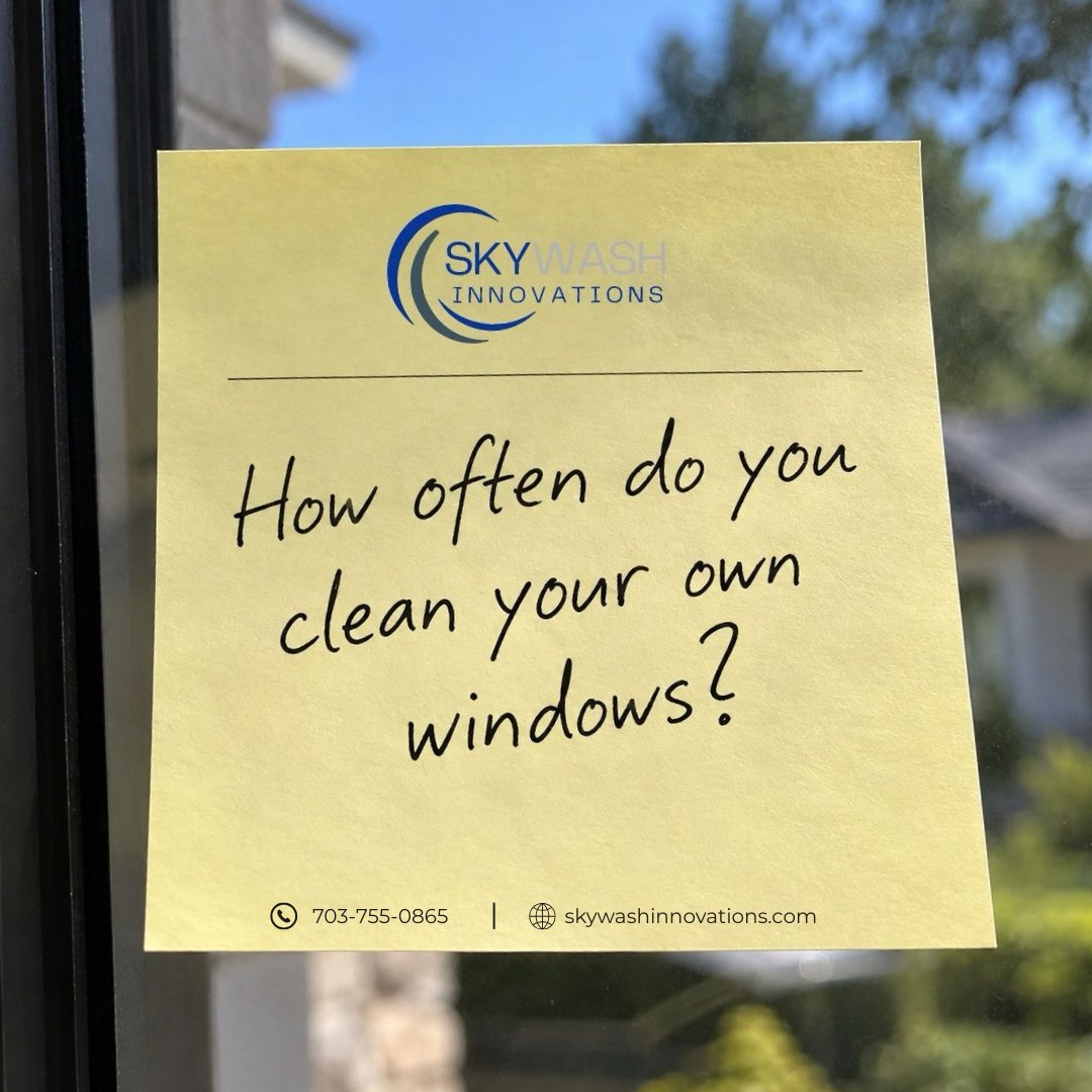 SkyWashTeam's tweet photo. How often do you clean your own windows? 👀

If you can’t remember, it might be time for a professional clean.

SkyWash Innovations provides professional window cleaning for residential and commercial properties — including drone technology for hard-to-reach areas.

📞 (703) 755-0865
🌐 https://t.co/LWIo4b75dd

When was the last time your windows were professionally cleaned?

#WindowCleaning #ProfessionalWindowCleaning #SkyWashInnovations #CleanWindows
