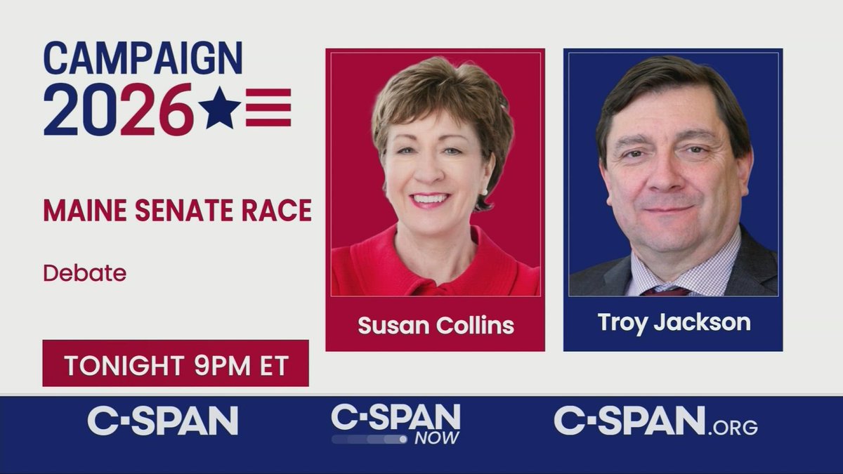 cspan's tweet photo. It's Debate Night on C-SPAN! 
Watch Campaign 2026 U.S. Senate, Governor, and U.S. House debates tonight on the C-SPAN Networks: https://t.co/wvkl7k7sEg