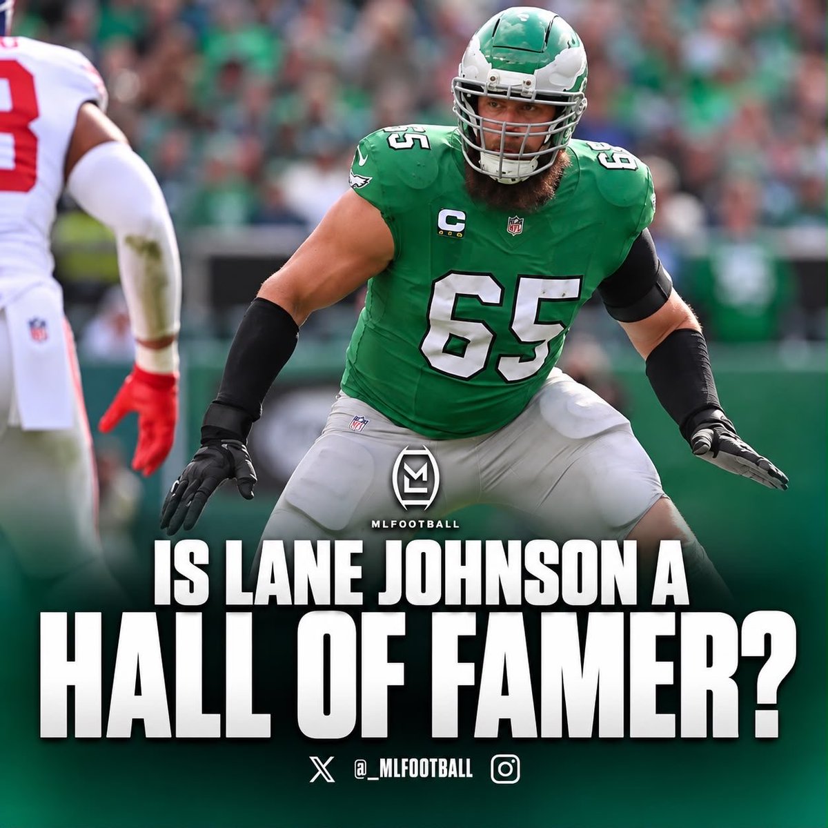 MLFootball's tweet photo. TRUE OR FALSE: LANE JOHNSON IS A FIRST-BALLOT HALL OF FAMER?

• 2× Super Bowl champion
• 2× First-team All-Pro
• 3× Second-team All-Pro
• 6× Pro Bowler
• 3× NFC champion
• 171 career games
• 171 career starts
• Spent his entire career with the #Eagles

🤔🤔🤔 https://t.co/RIqzwSPMpE
