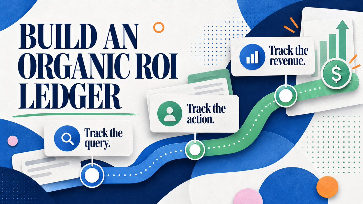 TGG_LongBeach's tweet photo. Organic traffic is evidence of attention, not proof of return. Build a simple ROI ledger that connects queries and landing pages to key actions, qualified leads, closed revenue, and cost. Then improve the weakest measurable link. https://t.co/0gRyWjkLl8