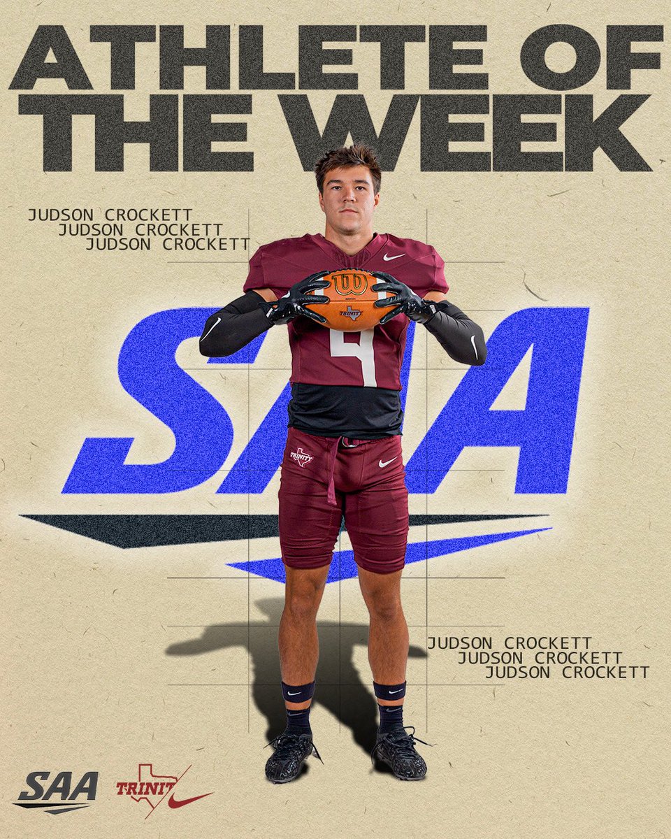 TUFootballTX's tweet photo. Congratulations to TJ Scannell &amp; Judson Crockett on their SAA &amp; D3 Football team of the week honors! 

#BeTheStandard #TigerPride https://t.co/gWerc2tgP9