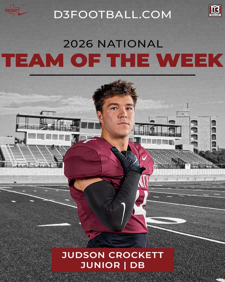 TUFootballTX's tweet photo. Congratulations to TJ Scannell &amp; Judson Crockett on their SAA &amp; D3 Football team of the week honors! 

#BeTheStandard #TigerPride https://t.co/gWerc2tgP9