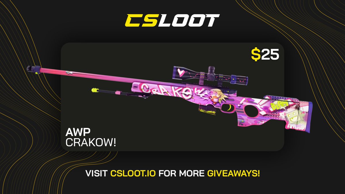 CSLOOTio's tweet photo. CS2 AWP Crackow Giveaway! ($25) 💸

✅ Follow @CSLOOTio &amp; @CS2Sites 
✅ Like, Retweet &amp; Tag a Friend

Rolling in 7 Days! ⏱️ https://t.co/vYCwP7oppa