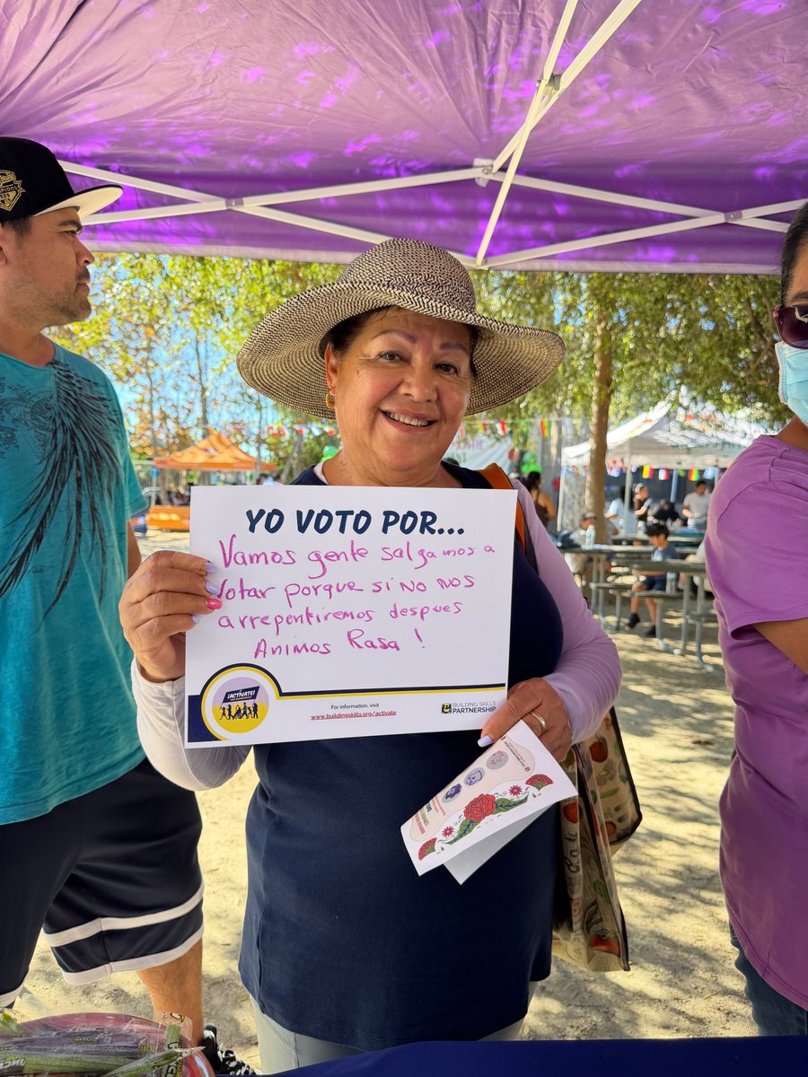 Building_Skills's tweet photo. BSP joined @Lola_Smallwood, @HollyJMitchell, and @SadeElhawary  for their 3rd annual Hispanic Heritage Month Community Event.

We shared our programs and resources with the community. We also asked them why they were voting or activating for the upcoming election. Check out their responses!

We supported voters by verifying their registration statuses and signing up to track their ballot. We shared key election dates and informed attendees on the rights voters in California have. This information helps ensure voters can fully and safely participate in our democracy.

Election Day is Tuesday, November 3. Election day is the last opportunity to cast your ballot. Don’t wait, vote early!

The deadline to register to vote is Monday, October 19. Register to vote or verify your registration status today!

Register to vote / Check your registration status: https://t.co/oQPSK4adwr

Sign up to track your ballot at: https://t.co/hLPtTyIEkm