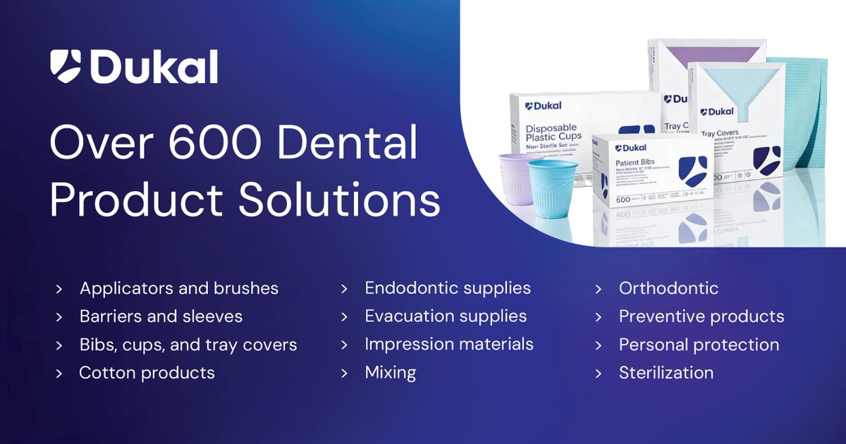NDC_Inc_Dental's tweet photo. From cotton and gauze to infection prevention and disposable apparel, Dukal delivers the dependable dental essentials practices trust—supported by the strength and value of the NDC network.
Learn more: https://t.co/nj6quRJbsr
#Simpow #Dependable #Infectionprevention @dukalhealth https://t.co/dXcJxIt2LV