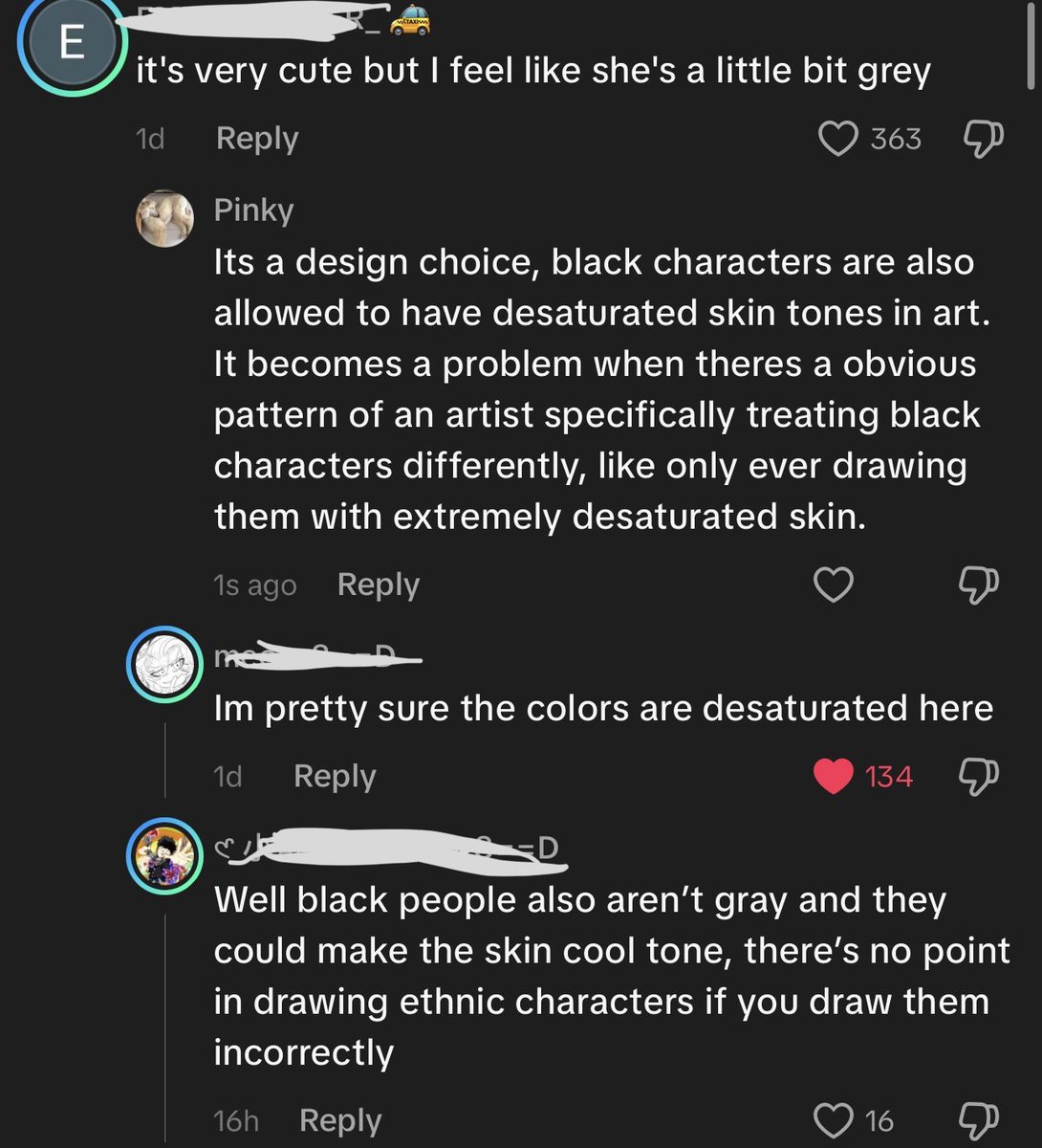 caneorca's tweet photo. I think its weird how desaturated skin is seen as a normal design choice for white ocs but automatically racist for black ocs. Obviously it can be racist depending on the artist/pattern, but desaturated skin by itself isnt. 🧵 https://t.co/bG7NacrwZ4