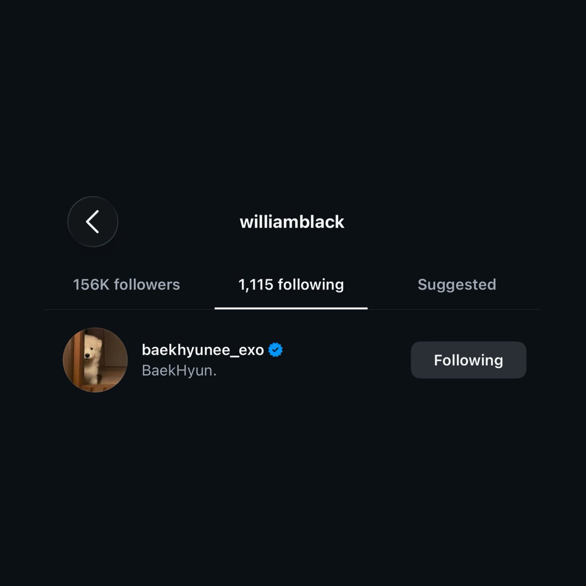 LucKyoong82's tweet photo. William Black, the producer and DJ who worked with Baekhyun and ILLENIUM on “Always You” followed Baekhyun on IG too https://t.co/gh3QseZRcY