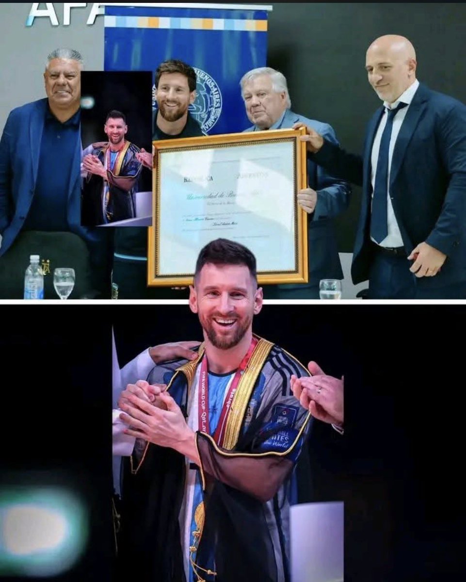 EmmybankzX's tweet photo. 🚨🇦🇷 OFFICIAL: DR. LIONEL MESSI! 🎓🐐

Lionel Messi has been awarded the Doctor Honoris Causa an honorary doctorate and the highest honorary distinction of the University of Buenos Aires. 🥹❤️

From kicking a ball to becoming Dr. Messi… what a journey! 🐐👑

Doctor in Football. PhD in GOATness. 😂⚽️

Congratulations, Dr. Lionel Andrés Messi. 🥂🇦🇷

He has officially graduated from football. 🎓🐐