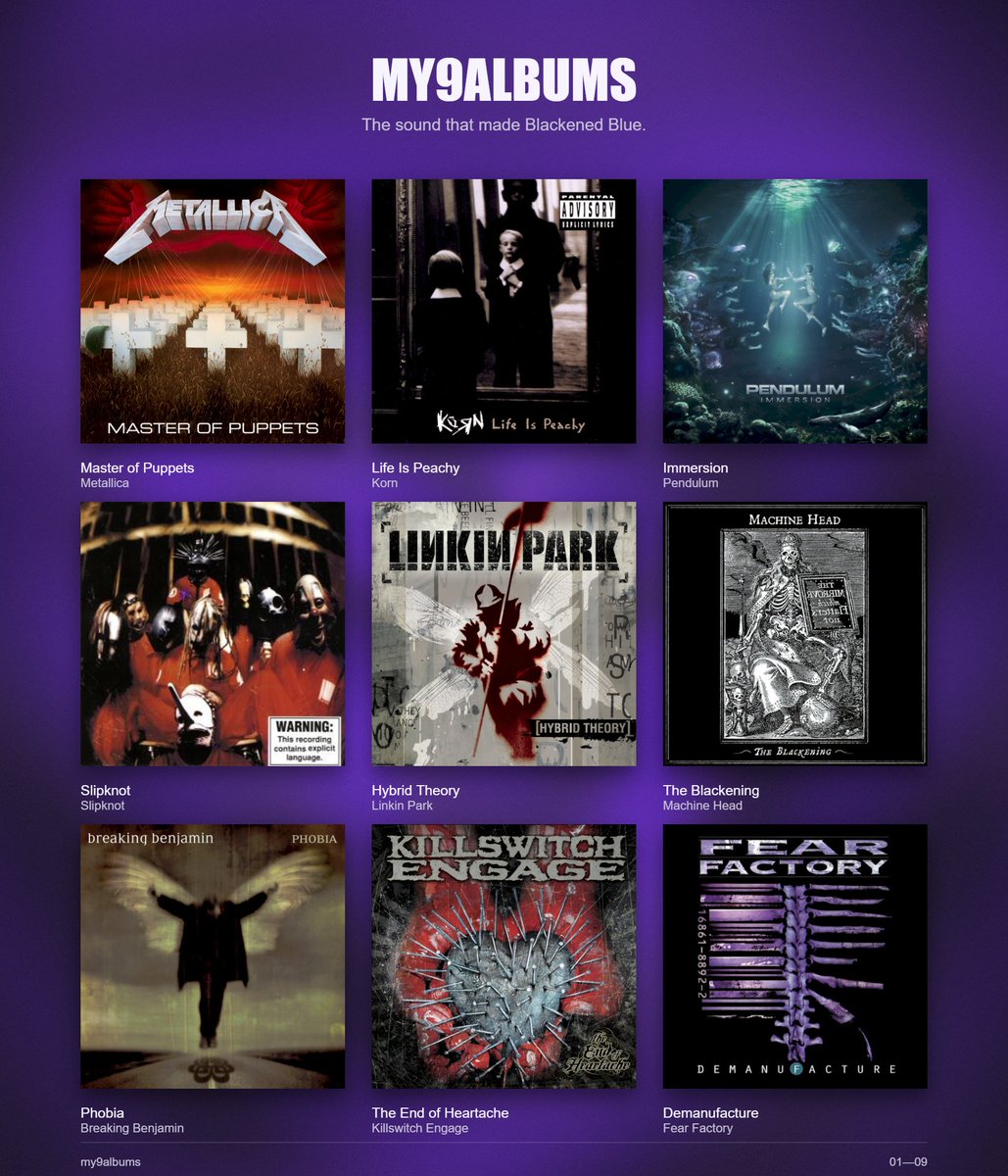 bbluemetal's tweet photo. Nine albums, nine bands, nine influences. https://t.co/zbOMboPRDk