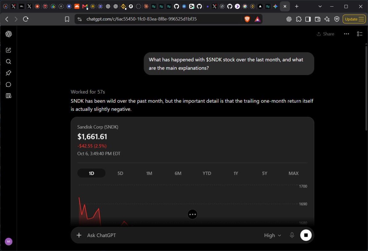ChatGPT run inside PersonalAgentBench showing the stock-task prompt and the model's initial response while the benchmark captures the full transcript