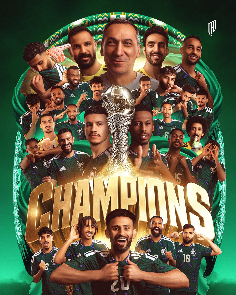 Alqadsiah's tweet photo. بعزم الصقور .. جابوه الأبطال💚
ألف مبروك لمنتخبنا السعودي الذهب 🏆 https://t.co/HJcUcMKh1b