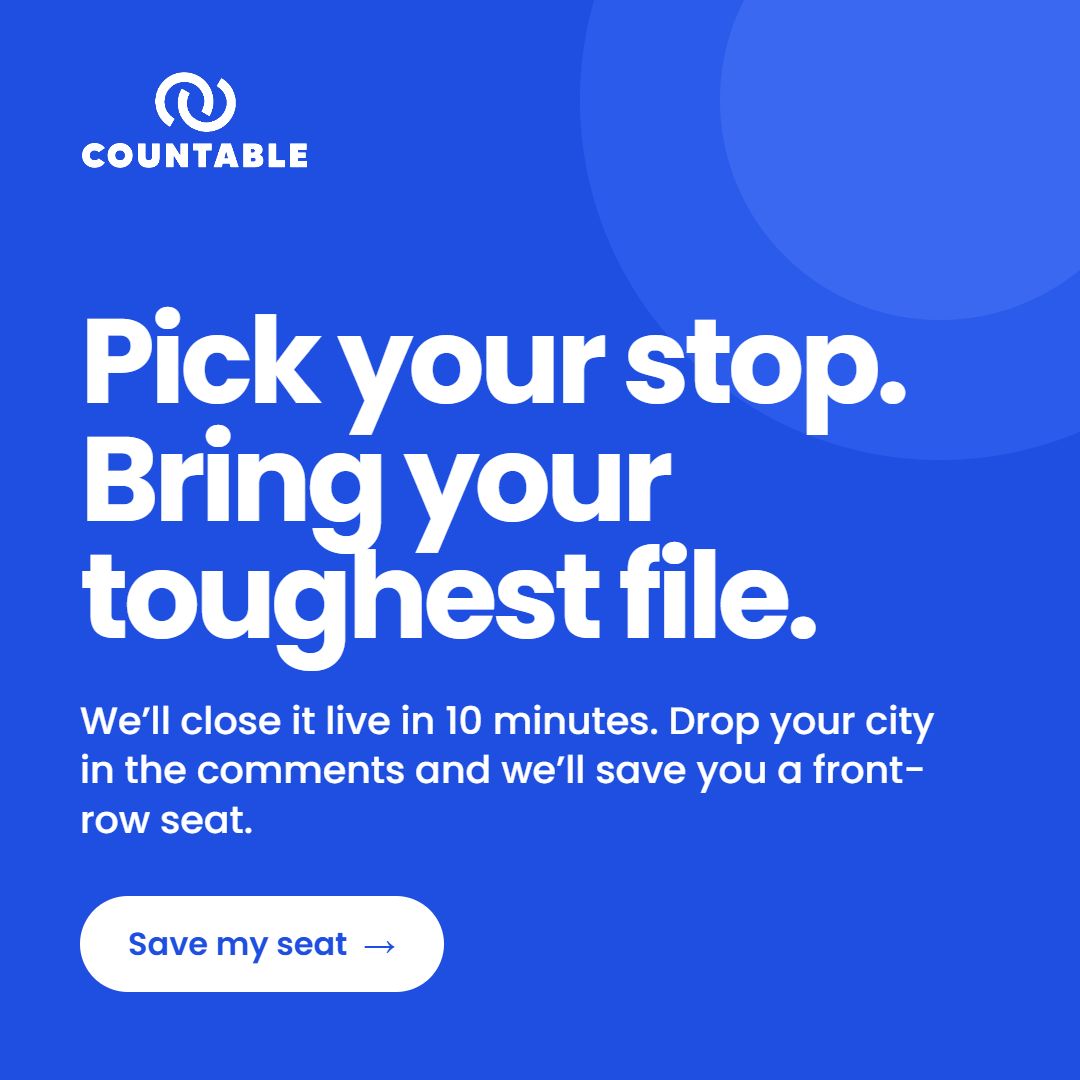 Countableco's tweet photo. Bring your toughest year-end file. Which stop is yours? #AIinAccounting https://t.co/gfdLNg3In2