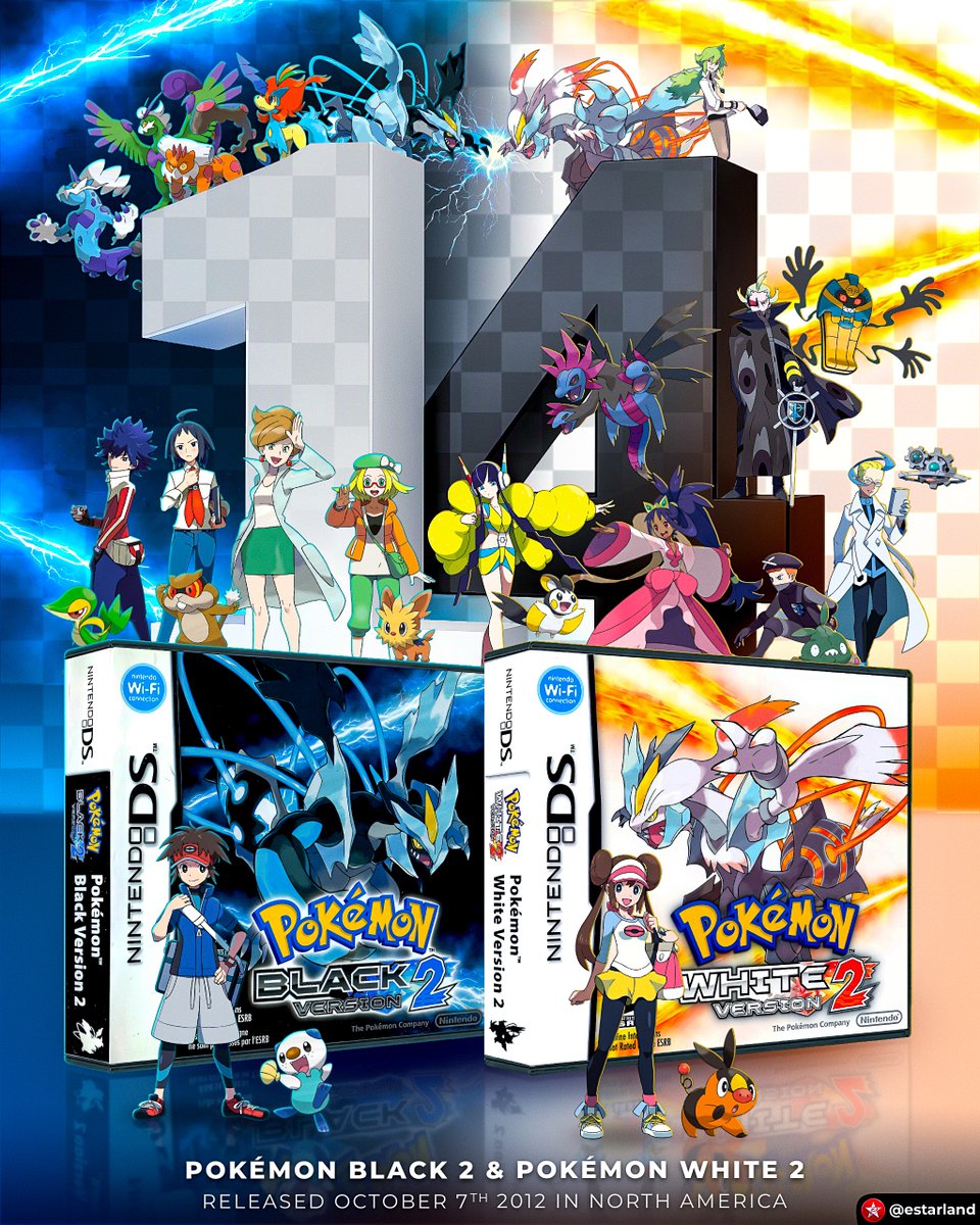 eStarland's tweet photo. Today is the 14th Anniversary of Pokémon Black 2 &amp; White 2! 🖤🤍 https://t.co/GH3ZdzZnkB