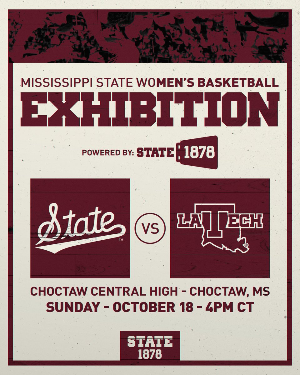 State_1878's tweet photo. State 1878 is excited to announce a two-day event in Choctaw, Miss. featuring a @HailStateWBK  exhibition game on Sunday, October 18 plus a Golf Tournament at the Dancing Rabbit Club on Monday the 19th!

#HailState #State1878 https://t.co/ICfvG2TpjD
