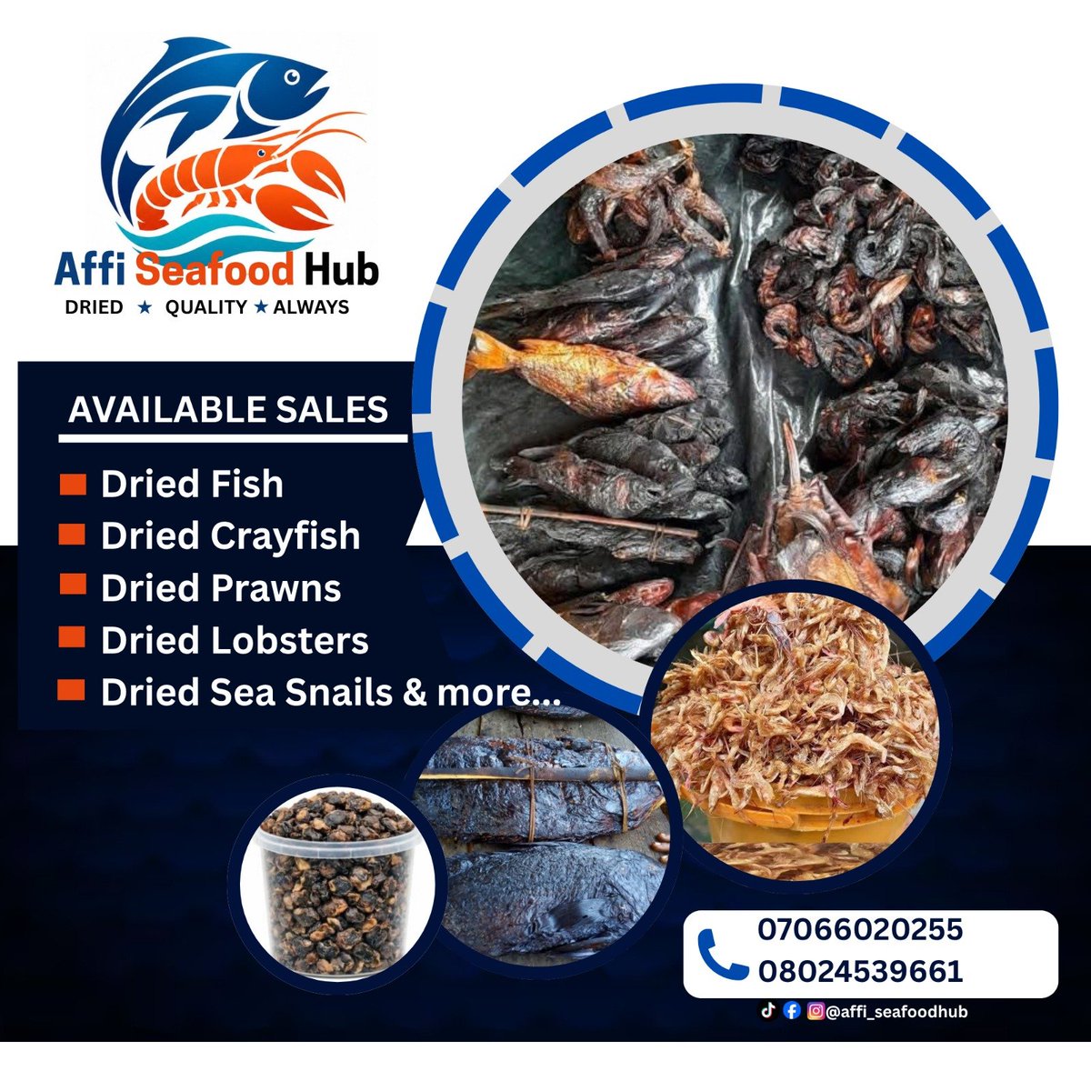 officialcore's tweet photo. Fresh design drop! 🐟🦐
​Just wrapped up the brand identity and flyer design for Affi Seafood Hub (Dried • Quality • Always).

​From the custom logo to the promotional sales flyer, the focus was on creating a clean, modern, and eye-catching look that builds trust and drive sale https://t.co/uQQdBDUK8Y