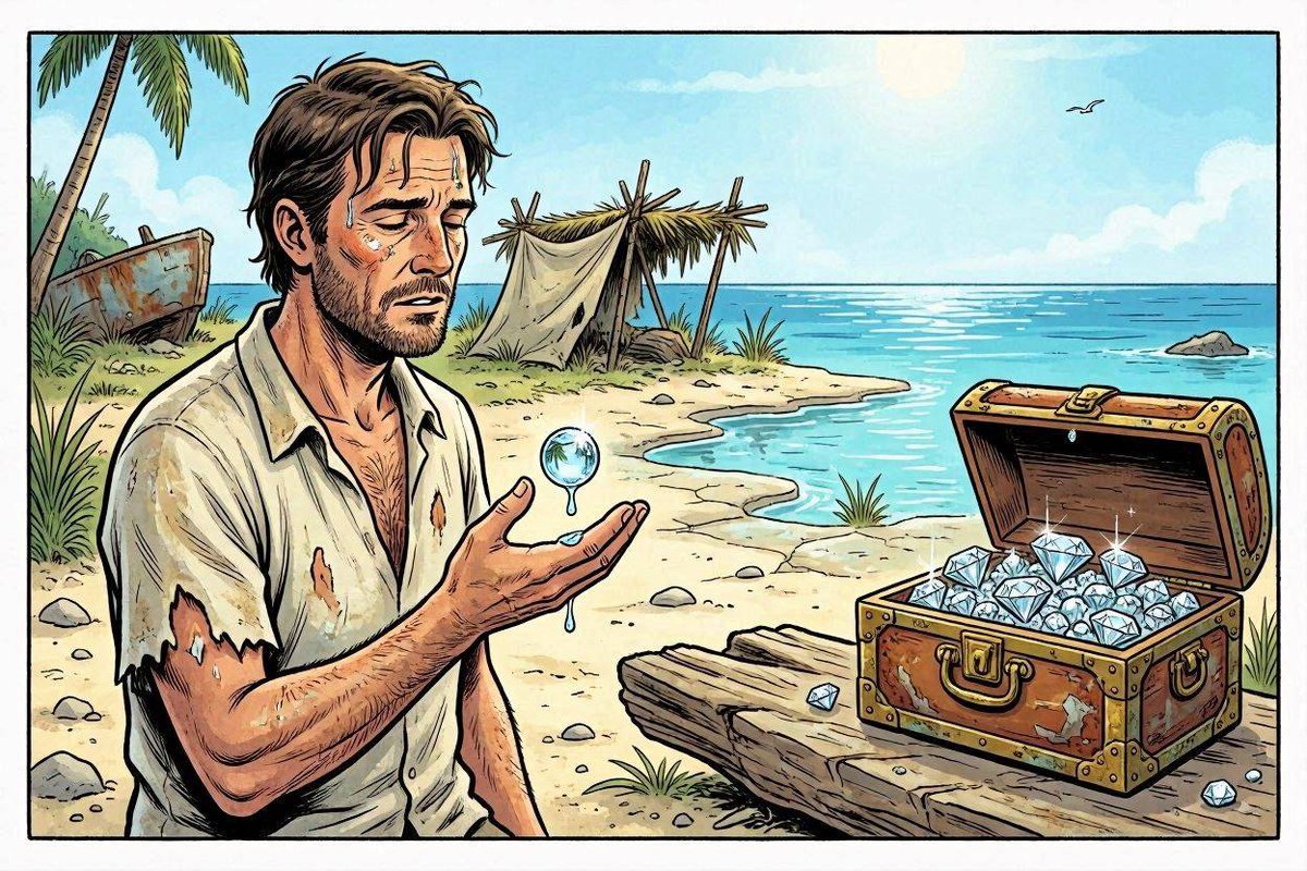 CapitaineFlamQF's tweet photo. 1/ L'eau est vitale, le diamant inutile. Alors pourquoi l'une est presque gratuite et l'autre hors de prix.

C'est le paradoxe de l'eau et du diamant. 

La réponse est évidente pour qui a du bon sens. 
Mais une idée fausse a fait diversion pendant un siècle, et elle traîne encore https://t.co/ELZ50dEbJA