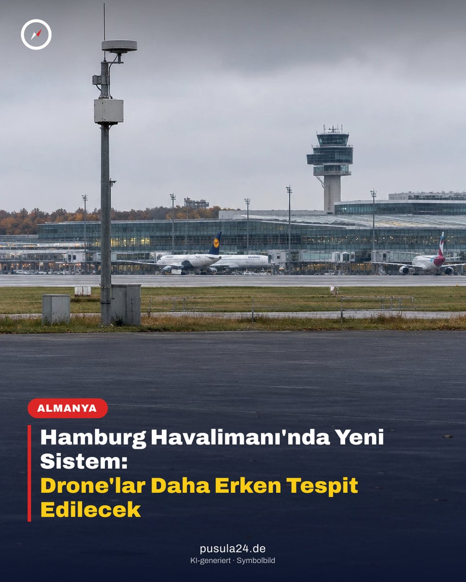 Pusula24de's tweet photo. Hamburg Havalimanı’nda drone’ları iniş ve kalkış alanlarında daha erken tespit edecek sistem kuruldu. Amaç, ilgili birimlerin daha hızlı değerlendirme yapabilmesi. Sizce havalimanlarında drone’lara karşı hangi önlemler öncelikli olmalı? #Pusula24 #Hamburg https://t.co/9Y5Q3PGE4c