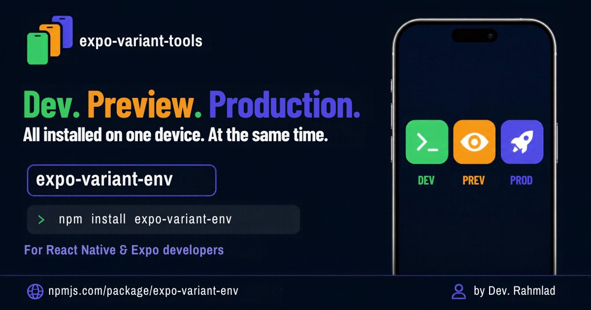 Dev_Rahmlad's tweet photo. I've used this locally for over a month on my mobile project, and it's made my workflow so much smoother.

Run development, preview and production versions of your React Native/Expo app on one device at the same time.

https://t.co/E8k1hHRLct

Inspired by @jorcanola @entiendoNULL https://t.co/aYMZ717cby