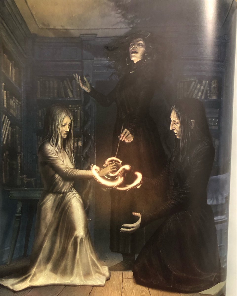 uirukii's tweet photo. I absolutely love that Snape finally gets his illustrative dues in the new illustrated copy with artist Levi Penfold. The color choices are gorgeous as well as how he’s depicted (everyone definitely got the grimdark makeover). 

I like the Unbreakable Vow illustration because it reads very fem!Snape as well. I raced home from work just to look at all of the art 🌸