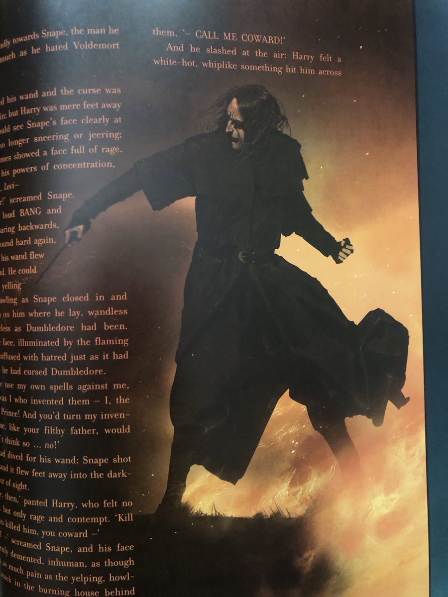uirukii's tweet photo. I absolutely love that Snape finally gets his illustrative dues in the new illustrated copy with artist Levi Penfold. The color choices are gorgeous as well as how he’s depicted (everyone definitely got the grimdark makeover). 

I like the Unbreakable Vow illustration because it reads very fem!Snape as well. I raced home from work just to look at all of the art 🌸