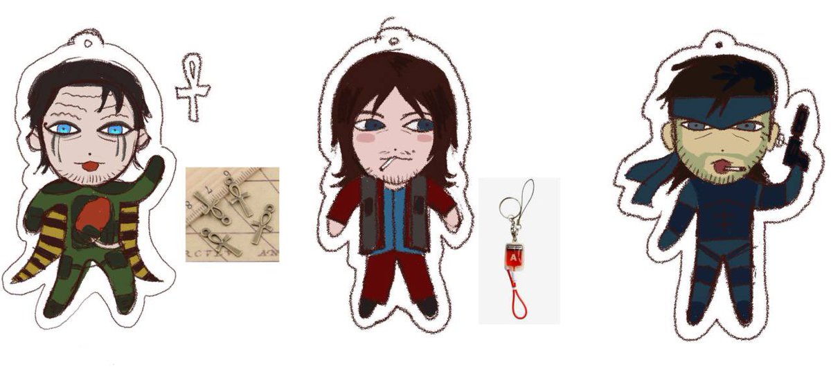 bigwhitebadger's tweet photo. I want every single cool character on my bag as a cat-soup like keychain #higgs #scudblade2 #solidsnake ALL PF THEM https://t.co/ZT9RkC56uw