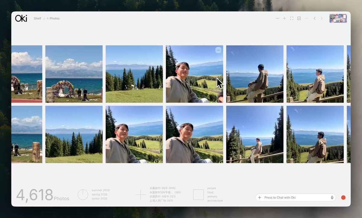 Natmcgee2011's tweet photo. Sorting 4,618 travel photos looks so much easier in this demo from @okihomeai. @Luofei_Chen created Oki Home as a Personal AI Computer to search your collection. It is a Memory Computer for your home. https://t.co/p4fwVZnWhH