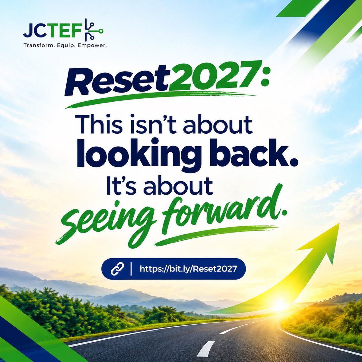Official_jctef's tweet photo. This Isn’t About Looking Back. It’s About Seeing Forward.

We reflect to learn, not to remain in the past. RESET 2027 is a moment to pause, realign, and step boldly into what’s ahead.

The future starts with a reset.

🔗 https://t.co/kGL3a8Z7BX https://t.co/qiVoWiQtPb