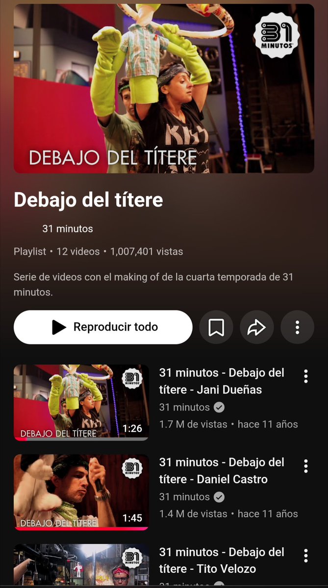 JoJosephGop's tweet photo. @hyxpk Diva! I watched the whole video! I loved it! I know many people already recommended "31 Minutos," but they also have a playlist called "Debajo del Títere", and it's a behind-the-scenes of show. It might be helpful. Not all the episodes have subtitles, but I hope they're useful. https://t.co/iznCEBNKeN