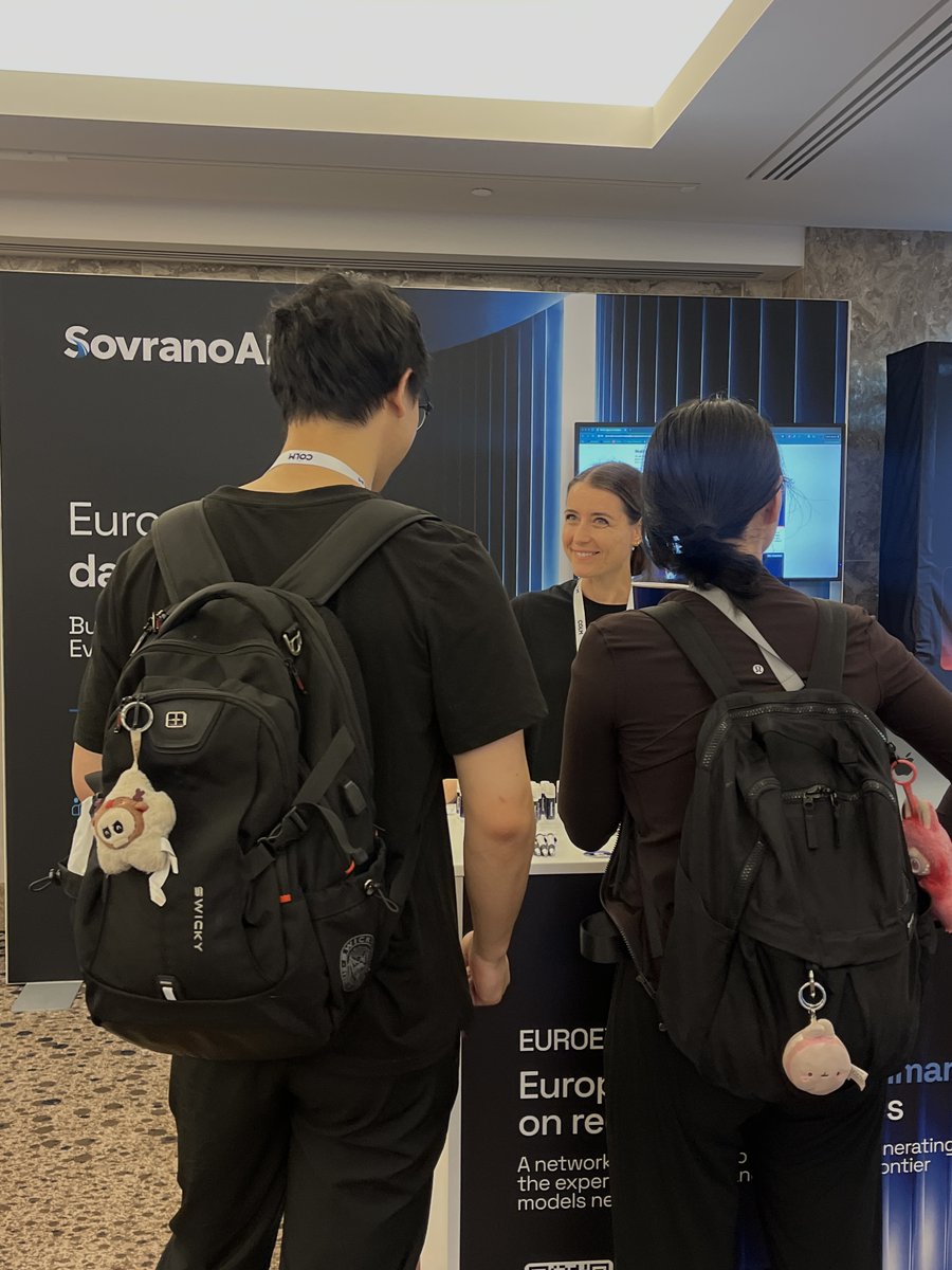 SovranoAI's tweet photo. San Francisco we are here!
@COLM_conf starts today, and the Sovrano team is officially here. If you’re around, come meet us! We’ve got a few things happening at the booth over the next couple of days, so come find us and say hi :) https://t.co/8yqkhrN42l