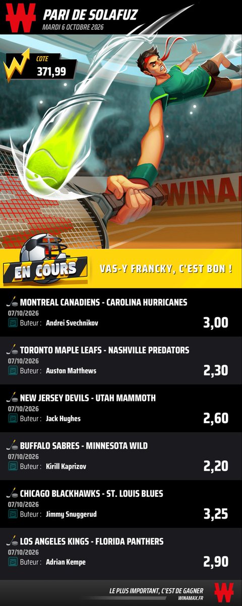 SoLaFuz's tweet photo. Voilà mes 2 ticket buteurs ,un avec des BU à minimum 3 de cote 👀

Good luck à tout le monde 🍀

https://t.co/FcJNBZYgdS

https://t.co/fY1f9PP61h

#teamparieur #BettingCommunity #NHLBetting #NHL https://t.co/K8lCriAii6