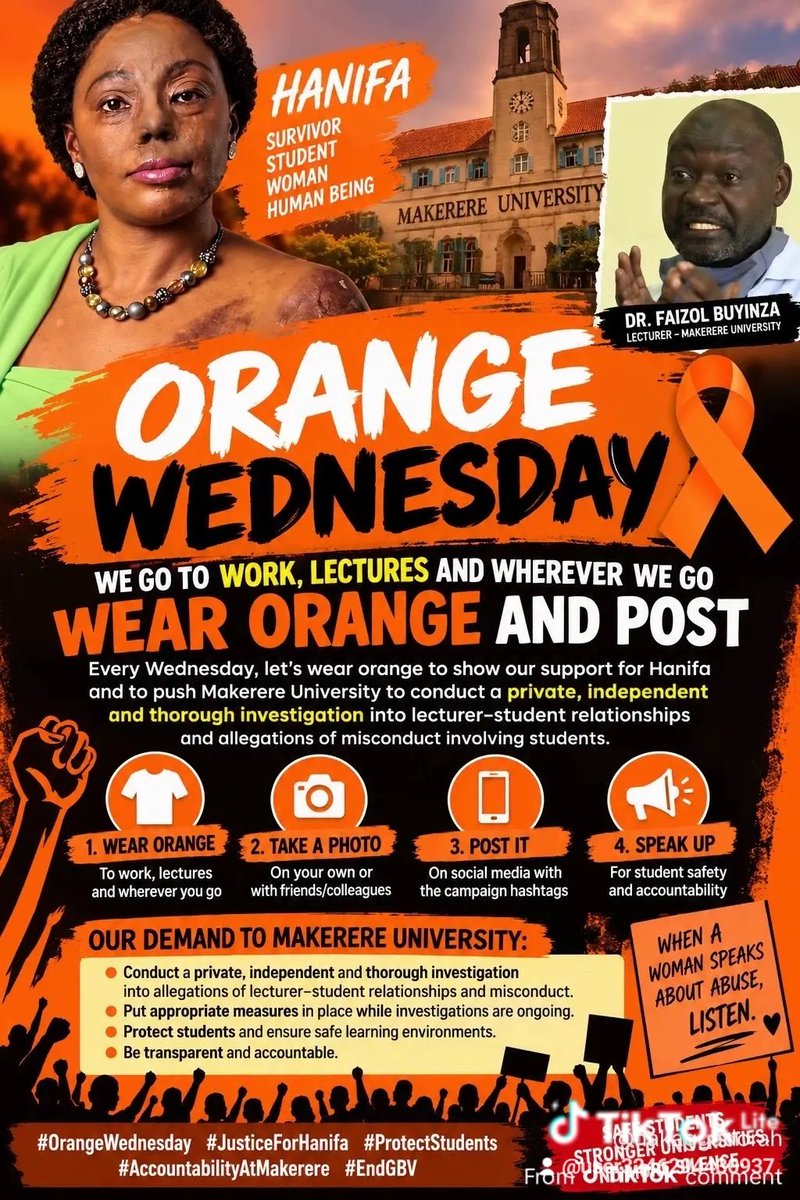 Akatuhurir64164's tweet photo. Justice for Hanifa π’π’
@UNHumanRights @UN_HRC @hanakiryowa
We demand for justice, say no to sexual harassment in all higher institutions of learning #kyambogouniversity #makerereuniversity https://t.co/2GXREufn3p
