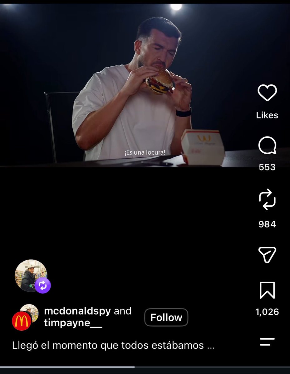 ByPhillipRollo's tweet photo. We are now living in a world where McDonaldโs Paraguay is using Tim Payne to release new burgers. https://t.co/4HbP1GzEGH