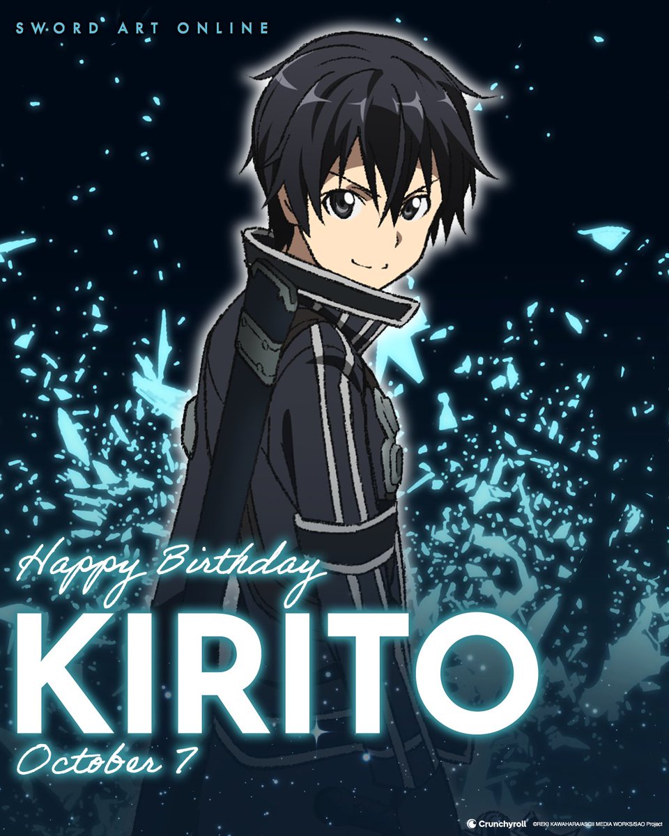 Crunchyroll's tweet photo. Happy Birthday to the Black Swordsman, Kirito! 🎉 https://t.co/7J4Ig4qBmV