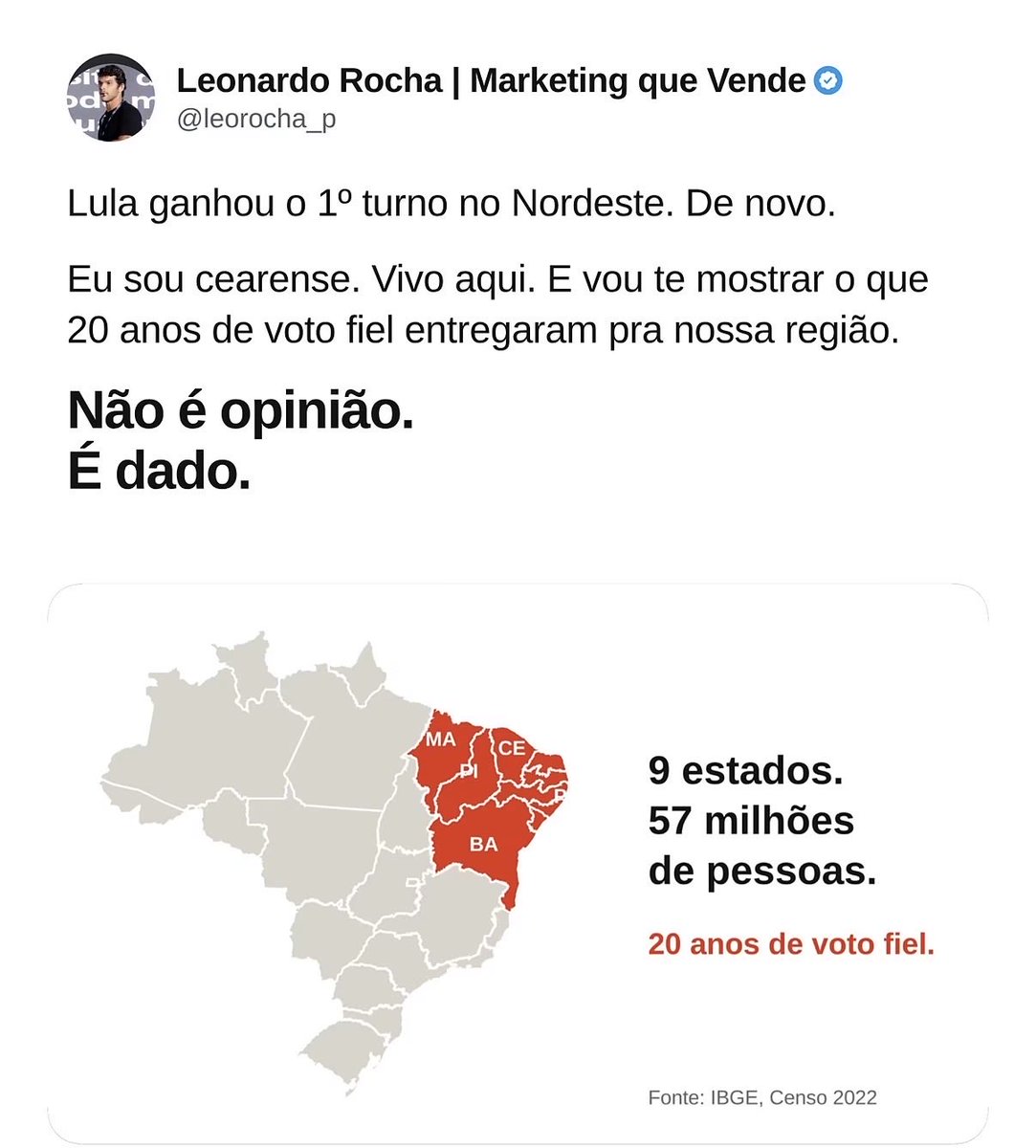 Sampaio280864's tweet photo. Sem preconceitos ou mentiras de quem não vive esta realidade, o Leonardo é cearense e tem todo o embasamento para falar com muita propriedade sobre o povo do Nordeste, contra dados e fatos não tem como negar esta dura e cruel realidade do povo nordestino. https://t.co/o1PsbZrPMl