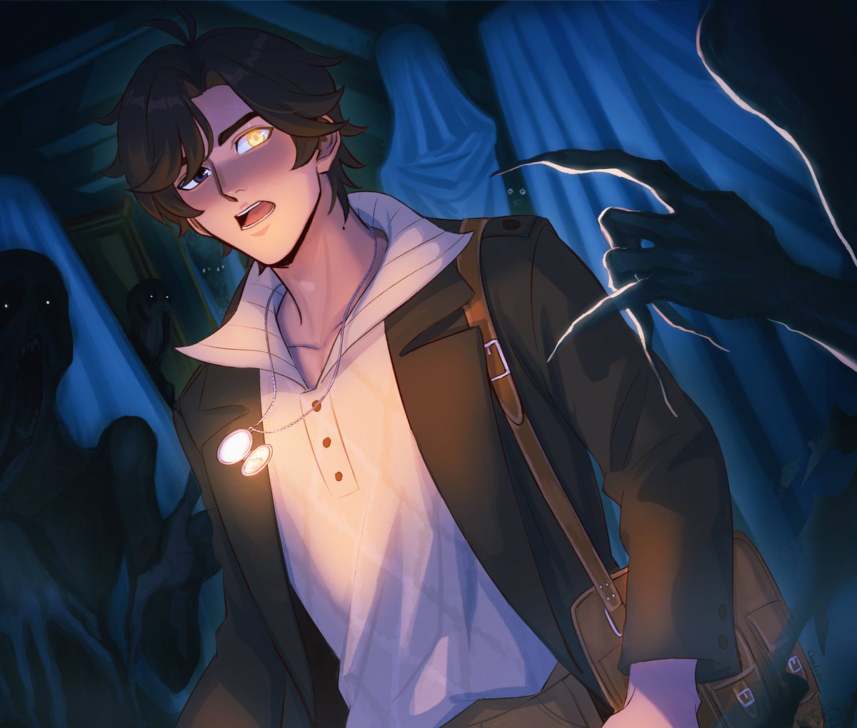 Chalseu_D's tweet photo. Investigating the creepy attic~ 👻  #OC 

First spooky OC piece of the month, hopefully more to come ✨ https://t.co/B1UHghrLRy