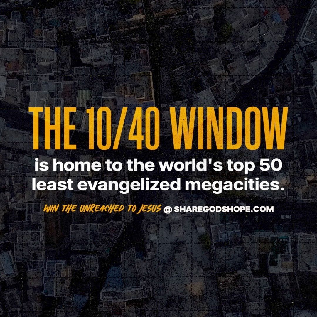 messagemissions's tweet photo. 🇺🇸 How would the American church respond if New York City, Dallas, or Chicago had never heard Jesus’s name?

✅ We’d pull out all the stops.
✅ We’d strategize like wildmen.
✅ We’d organize missions teams galore.
✅ We’d send mountains of funds to ensure our fellow Americans could finally hear the good news.

Of course, 'an unreached Dallas' is unimaginable. But it’s not too far from the truth…

To this day, many global megacities have scarce access to Jesus’s good news—the top 50 of which reside in the unreached 10/40 Window.

Throughout these bustling cities roam millions of God-beloved people longing for answers. 

Much like Western city dwellers, they daily wander the streets in search of truth, meaning, clarity, and hope only Jesus can provide.

Tragically, most of them have never

🤝 met a Christian, 
📖 seen a Bible,
⛪️ stepped inside a church,
✝️ or heard the message of salvation. 

Would you let the vast majority of Dallas, New York, or Chicago stand before God without ever hearing Jesus’s good news?

Then, why would we allow cities like Delhi, Bangkok, and Lahore to perish unreached by the love of Christ?

It’s time to send the good news to those who need it most—the unreached in the 10/40 Window. Don’t you agree?
__________________________________

Follow to learn 📚 and grow 💪 in God’s call every weekday. 

🕊️Ready to win the unreached to Jesus? We’ve shared how you can learn, pray, and sponsor native missionaries in the discussion below.