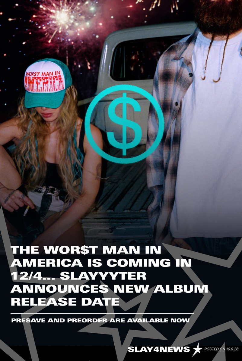 slay4now's tweet photo. Slay 4 News + Party 4 Now Post with Album Release Date and Festivals 2 Keep An Eye Out For 

Who’s ready for the Wor$t Man In America coming out in December? Absolutely thrilled to see it coming so soon! Also who’s been keeping their eyes out for the Primavera lineup? https://t.co/srM35y9UM5