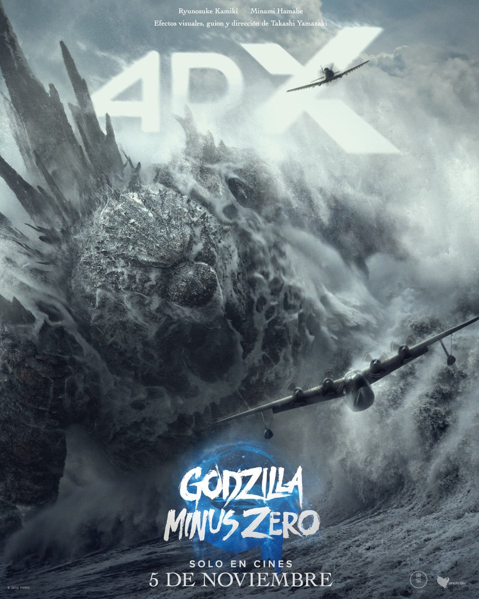Cinepolis's tweet photo. ¿Ver a #Godzilla en pantalla grande? Sí. 🦖 ¿Verlo en #4DX? ¡Mil veces sí! 😎 Prepárate para sentir el caos de este monstruoso regreso este noviembre. 🔥 ¿Jalas conmigo? Deja un 💥. https://t.co/cdXQPyDCBY