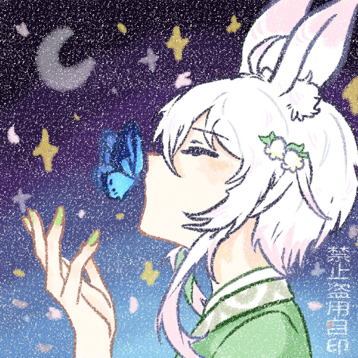 SunYangsun40166's tweet photo. 音なし静画です🎵 バージョン2つ用意したよ🐇🐃🦋🌙
「魂帰蝶夢」の雰囲気、頑張って描いちゃった！気に入ってね
イヴロキアって、超ロマンチックな素敵な旦那様なの～
#まおイブ
#魔王イブロギアに身を捧げよ https://t.co/QadTQ3nsXL