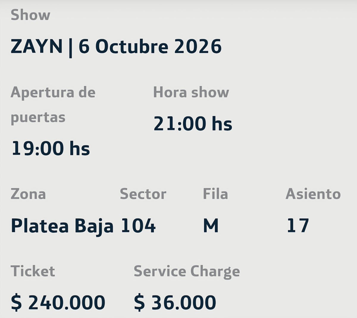 ang_romanoff's tweet photo. Vendo boleta de Zayn a mitad de precio,o negociable. Vendo compro zayn argentina https://t.co/BnLBjMtZ7D