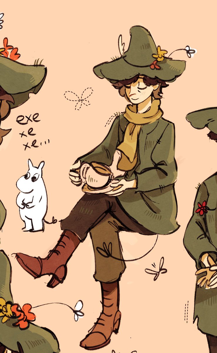 aker_san's tweet photo. A funny forest gentleman is drinking his tea and pondering eternity. Be like him.

#snufkin #moomin #art #artonX https://t.co/mgqPuBj51u