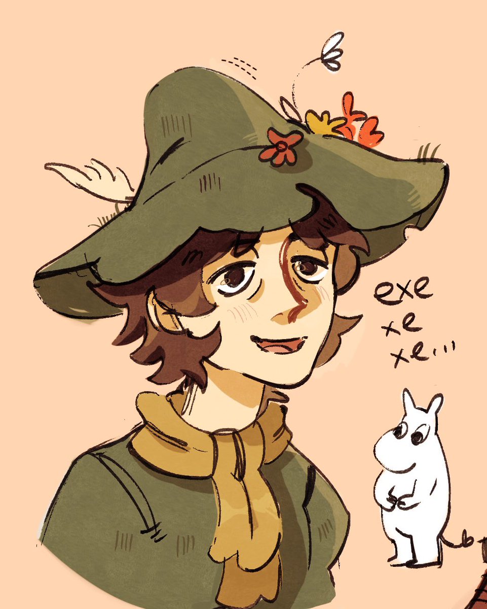 aker_san's tweet photo. A funny forest gentleman is drinking his tea and pondering eternity. Be like him.

#snufkin #moomin #art #artonX https://t.co/mgqPuBj51u