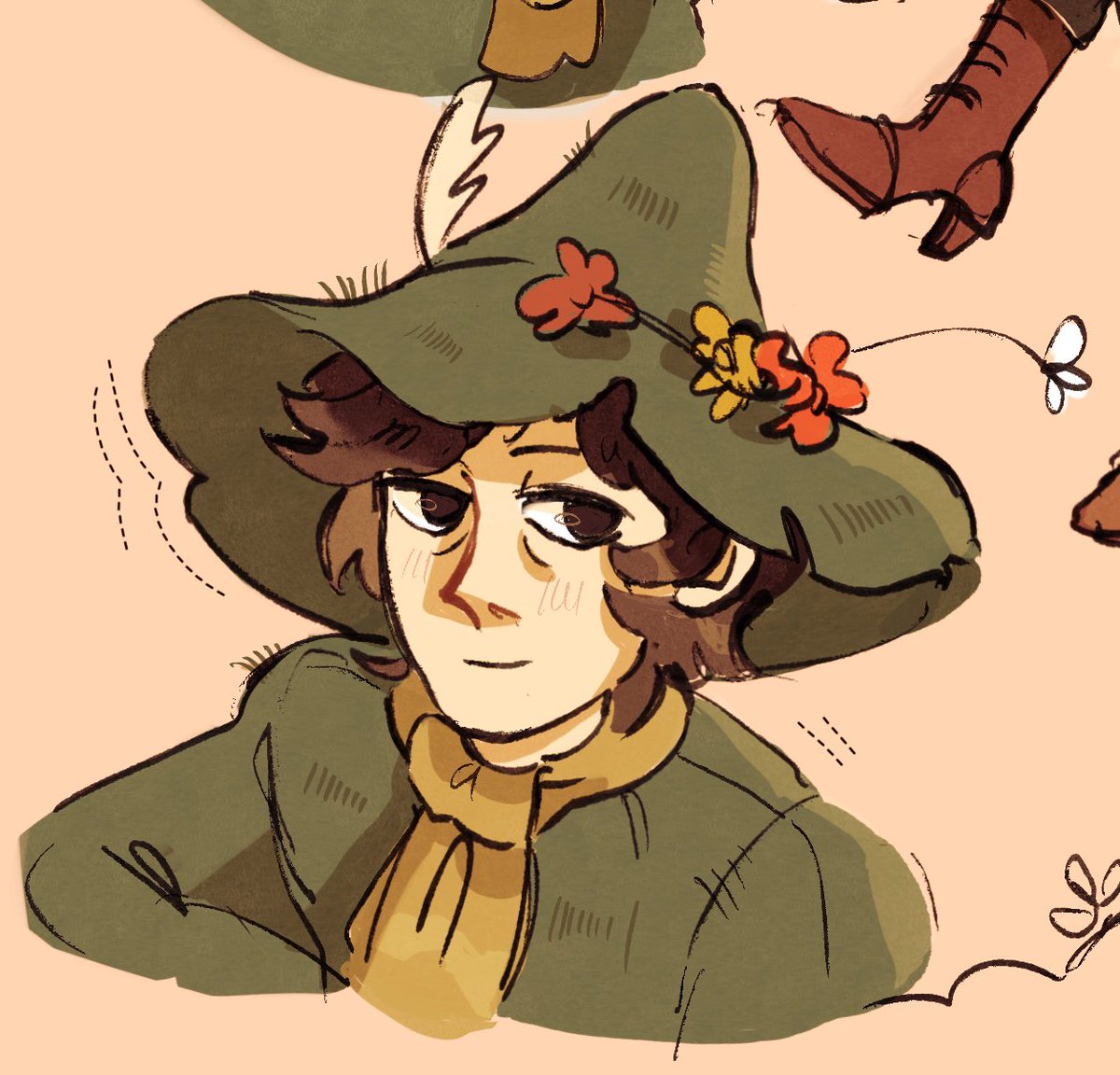 aker_san's tweet photo. A funny forest gentleman is drinking his tea and pondering eternity. Be like him.

#snufkin #moomin #art #artonX https://t.co/mgqPuBj51u