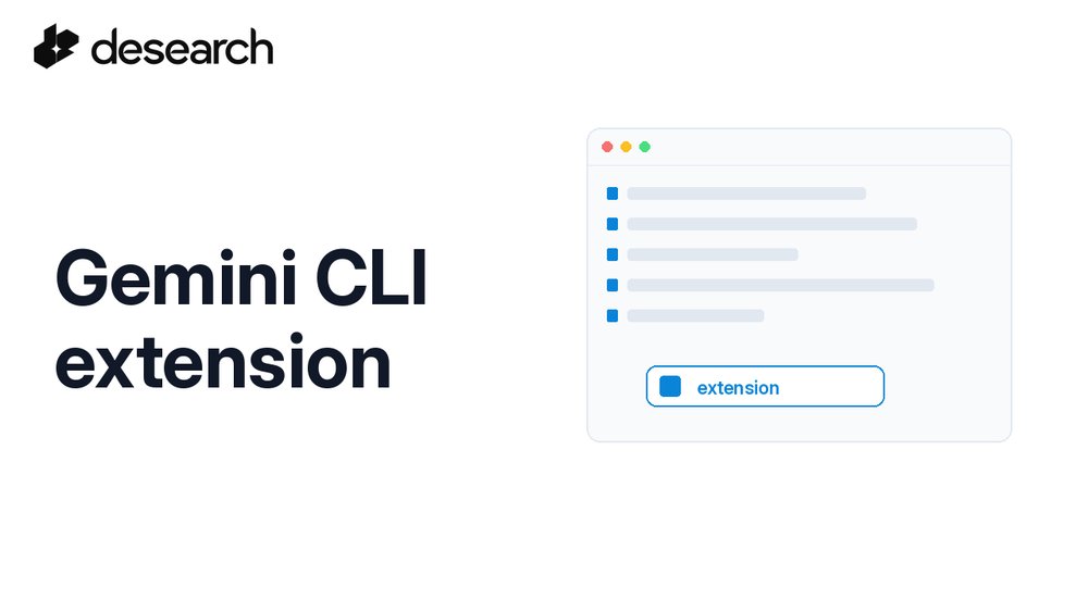 desearch_ai's tweet photo. You can install Desearch MCP as a Gemini CLI extension.
Easier installs when your agent setup uses Gemini CLI.
#searchAPI https://t.co/bqAsLrv4FN
