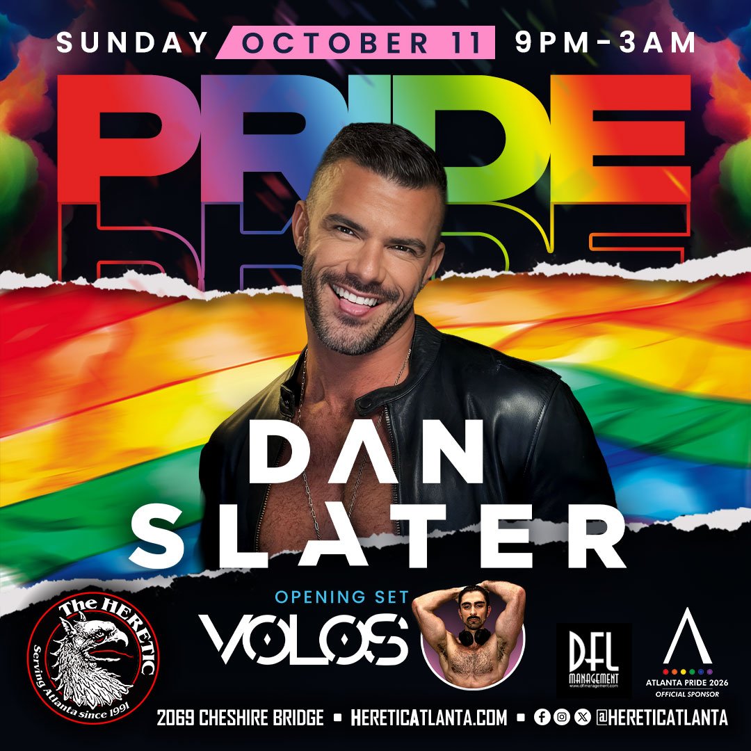 AtlantaGayEvent's tweet photo. Pride Sunday @ The Heretic
Sun, Oct 11th
3pm-8pm
Pride 2026: Randy Outdoor Tea Dance w/ Sam Gee

9pm-3am
Pride 2026: Dan Slater w/ VOLOS https://t.co/Gf2X00LkFh