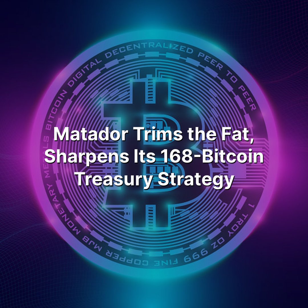 SWReports's tweet photo. Matador Trims the Fat, Sharpens Its 168-Bitcoin Treasury Strategy ₿⚡

Matador Technologies Inc. (MATA:TSX.V |MATAF:OTCQB | IU3:FSE) has reduced its monthly operating costs by roughly 72% while maintaining a treasury balance of approximately 168 Bitcoin.Find out what one technical analyst sees in the stock’s chart and long-term setup.

Disclosure & Legal Disclaimer: Sponsored content. This post is for informational purposes only and does not constitute investment advice or a solicitation to buy or sell securities. Digital assets, cryptocurrency treasury strategies, and micro-cap equities carry high volatility and financial risk. Read our full disclosures and legal disclaimer via the link in our bio.

#CryptoInvesting #BitcoinTreasury #TechStocks #MarketUpdates #StockAnalysis

https://t.co/5ISA2jVTBD