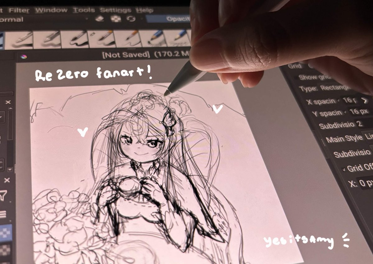 yes_its_amy's tweet photo. @Peytops Hello! I did this sketch a few days ago on my Samsung tablet!! \(๑ > ᴗ < ๑)/

#rezero
#echidna https://t.co/bm8jUmFgn6
